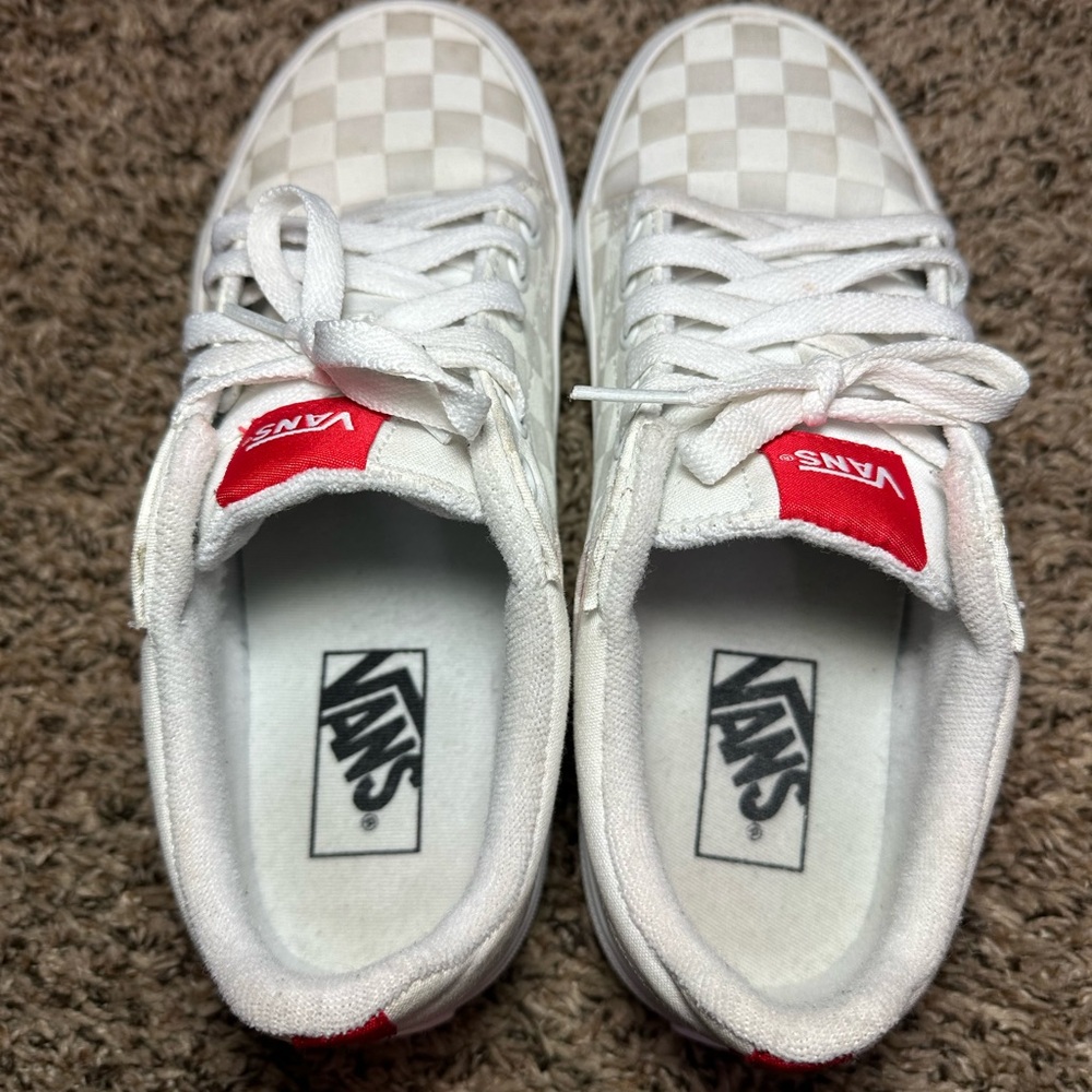 Vans Seldan Checkerboard Women’s Size 7 Shoes White Gray Red 500714 Sneakers - Picture 8 of 10